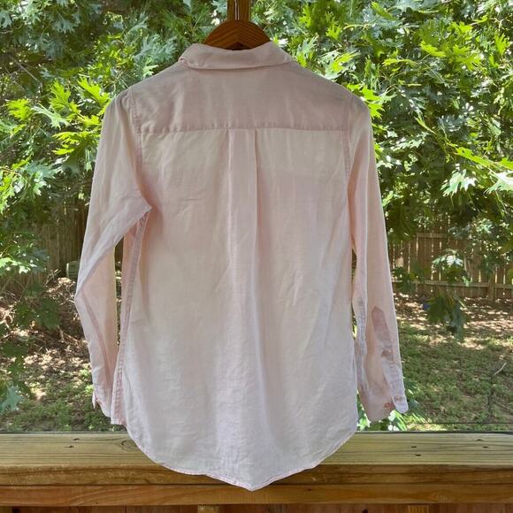 Go Silk Women's Light PInk 100% Linen Long Sleeve Button Down Shirt Size S - Picture 2 of 9